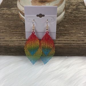 New fashion earrings. Colorful leaf earrings